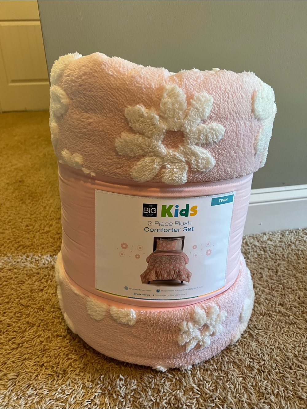 The Big One Kids Pink Plush Floral Comforter Set
